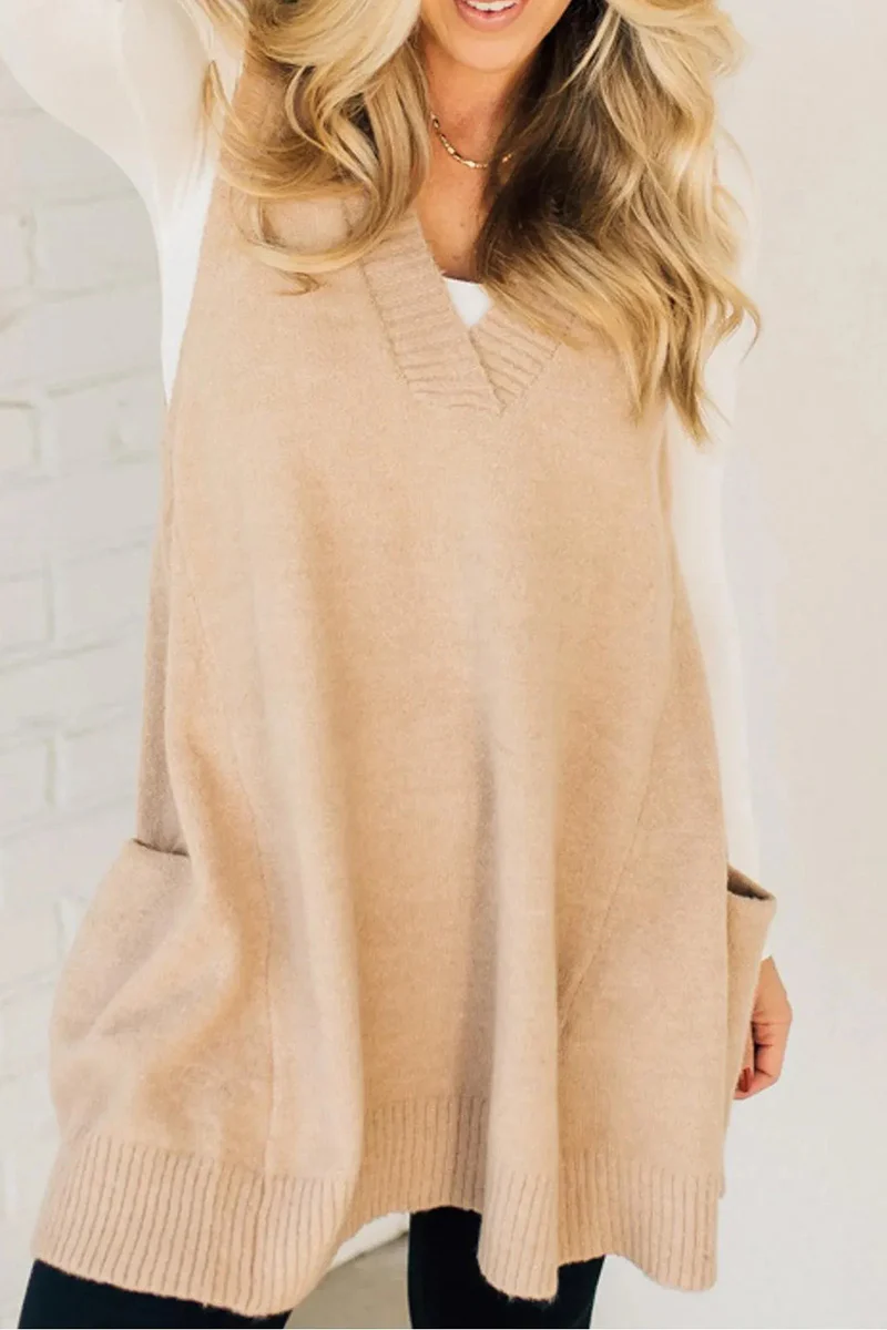 Casual Daily Pocket V Neck Sweaters(5 Colors) - Panekey