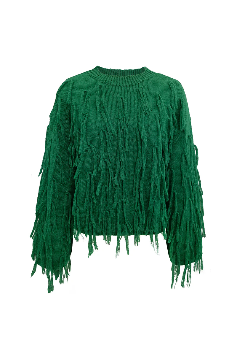 British Style Elegant Solid Tassel O Neck Sweaters(5 Colors) - Panekey