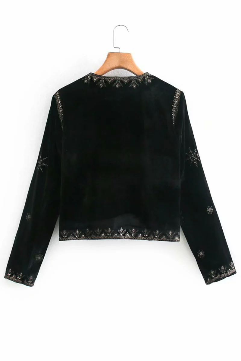 Casual Flowers Embroidered O Neck Outerwear - Panekey