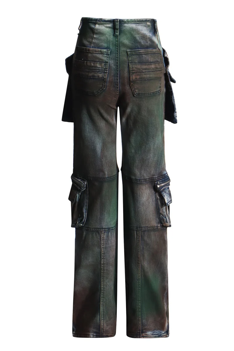 Casual Patchwork Pocket High Waist Straight Denim Jeans - Panekey