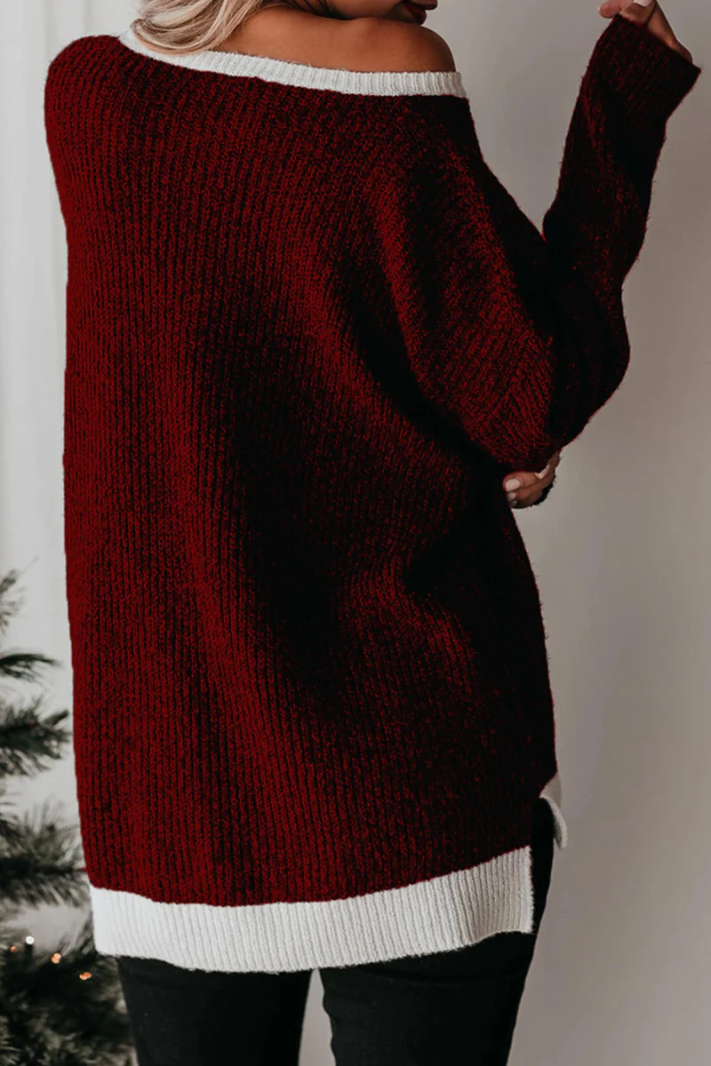 Casual Color Lump Split Joint O Neck Tops - Panekey