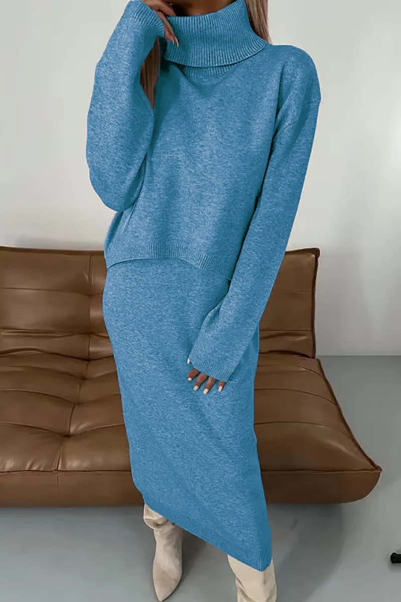 Casual Basic Turtleneck Long Sleeve Two Pieces(6 Colors) - Panekey