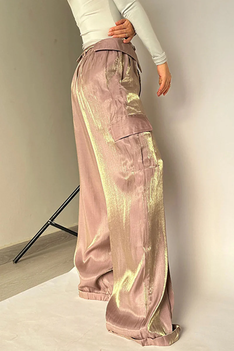 Casual Gradual Change Pocket Loose Mid Waist Straight Bottoms(4 Colors) - Panekey