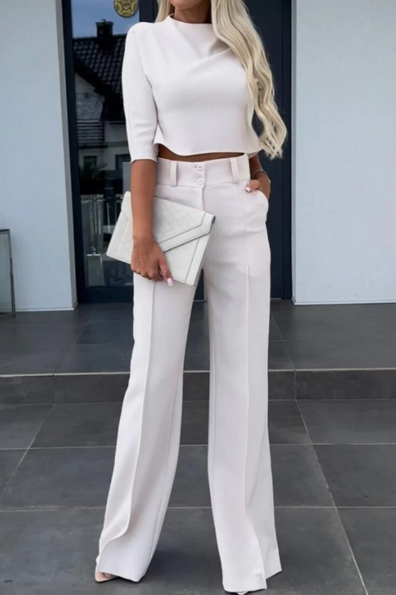 Casual Basic Half A Turtleneck Three Quarter Two Pieces(6 Colors) - Panekey