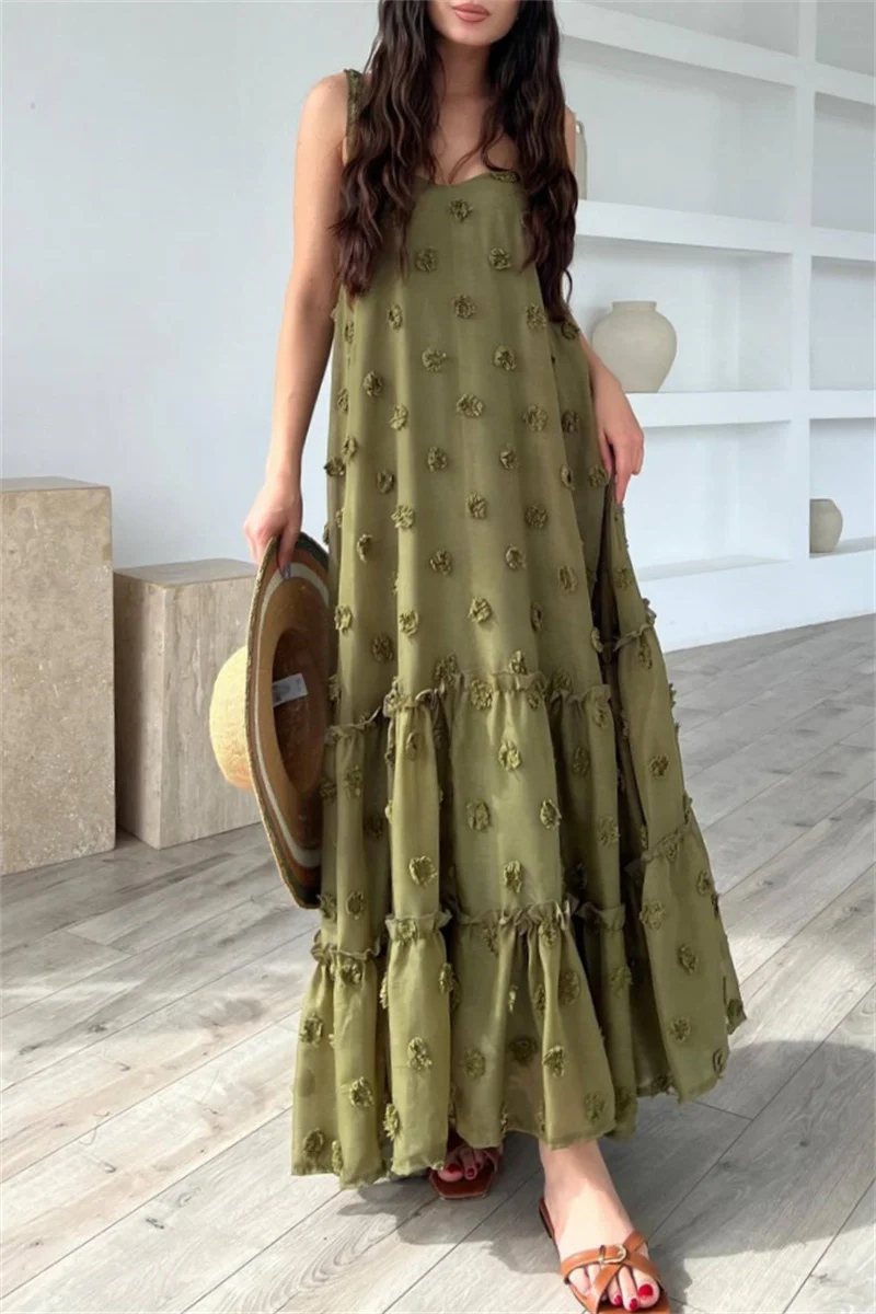 Casual Backless Spaghetti Strap Long Dresses - Panekey
