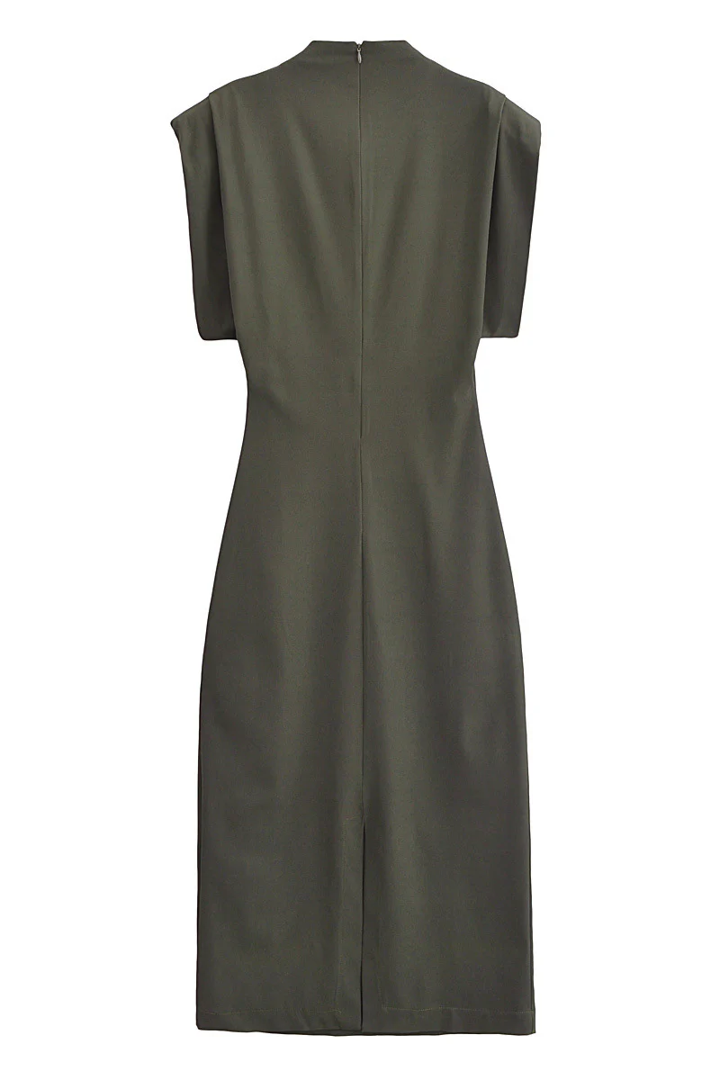 Casual Daily Solid Color Zipper Half A Turtleneck A Line Dresses - Panekey