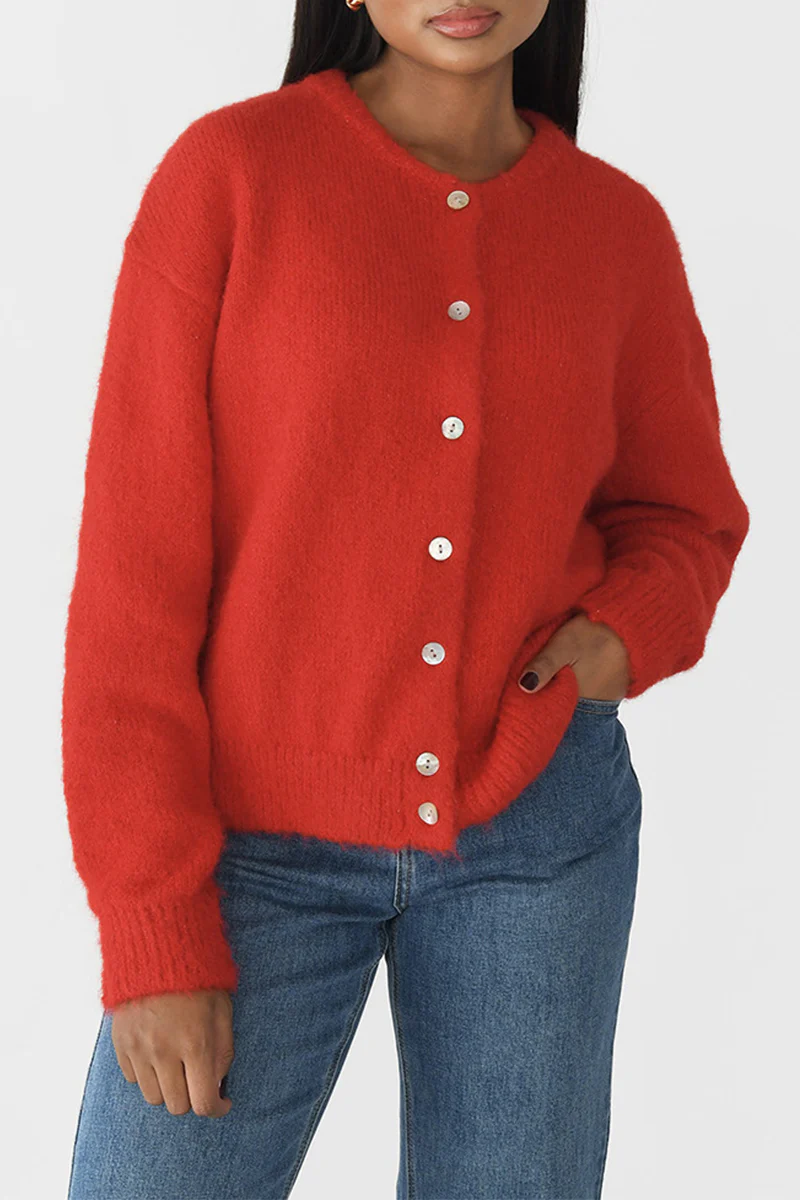 Casual Buttons O Neck Outerwear(5 Colors) - Panekey