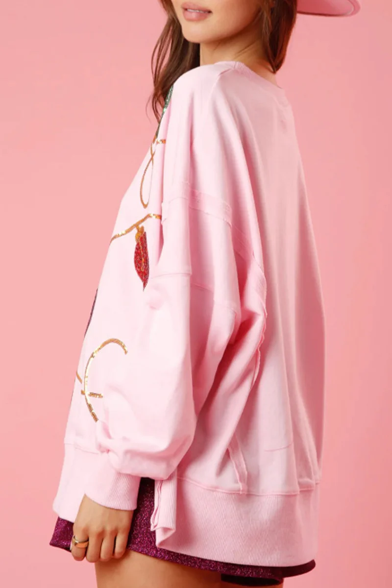 Casual Color Block Sequins O Neck Tops - Panekey