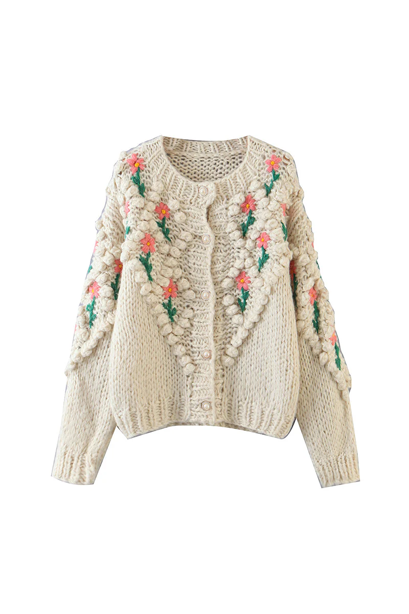 Casual Patchwork Hollowed Out Cardigan Collar Sweaters - Panekey