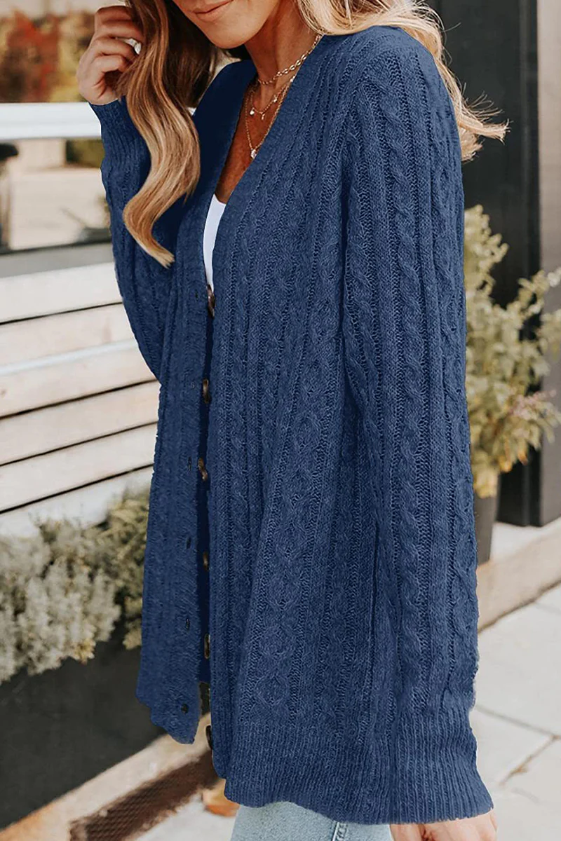 Casual Buttons Solid Color V Neck Cardigans(5 Colors) - Panekey