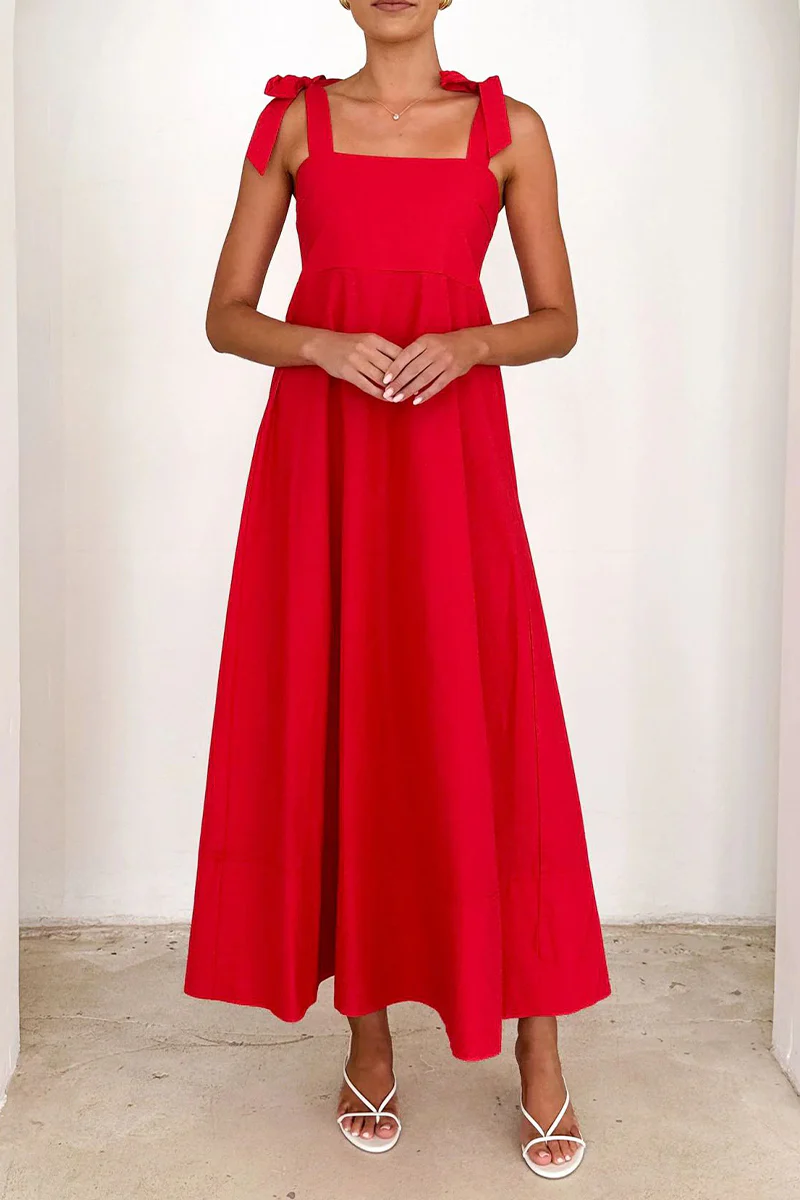 Casual Daily Lace Up Square Neck Sling Dresses(3 Colors) - Panekey