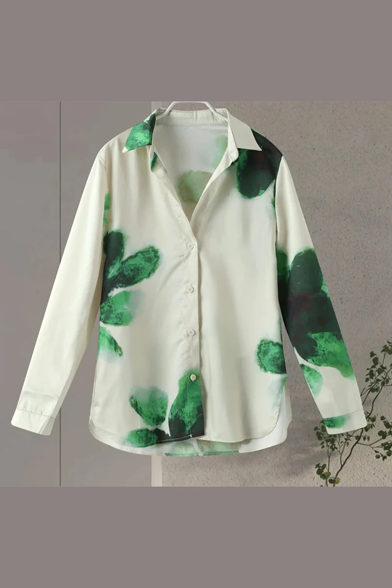 Casual Flowers Print Pocket Turndown Collar Long Sleeve Two Pieces - Panekey