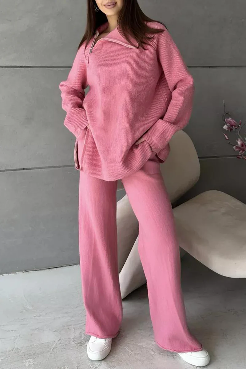 Casual Daily Zipper Collar Long Sleeve Two Pieces(6 Colors) - Panekey