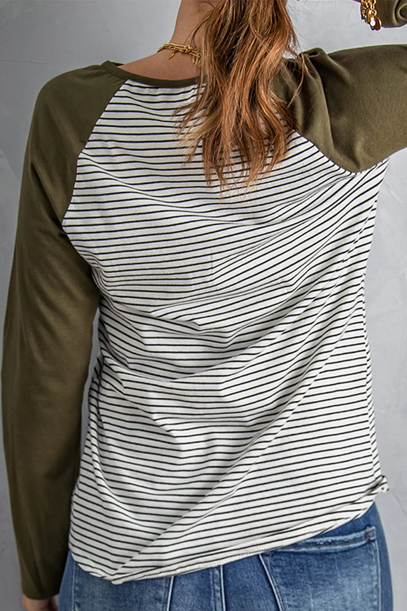 Casual Patchwork O Neck Tops - Panekey