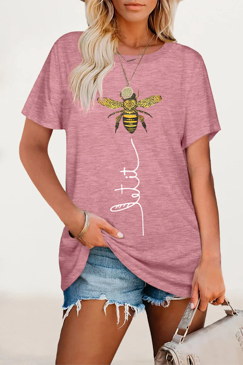 Casual Animal Letter Print Patchwork O Neck T-Shirts - Panekey