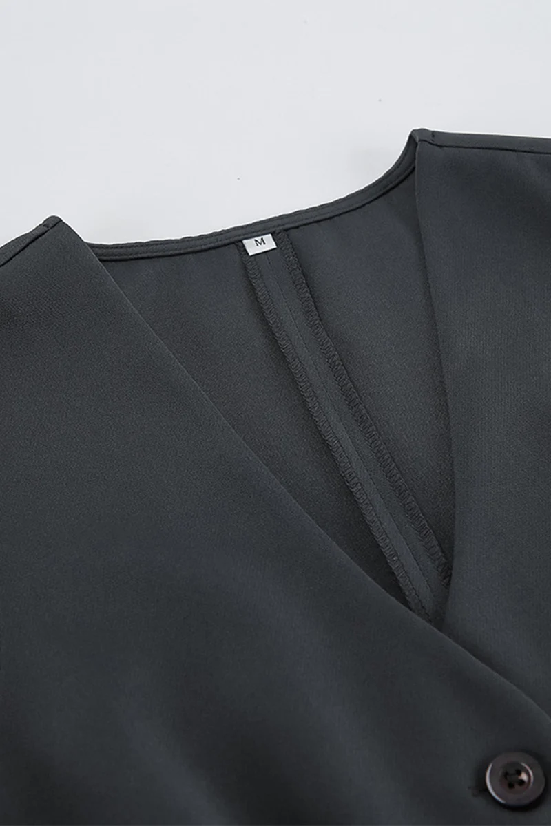 Casual Daily Buckle Ruched V Neck Sleeveless Two Pieces - Panekey