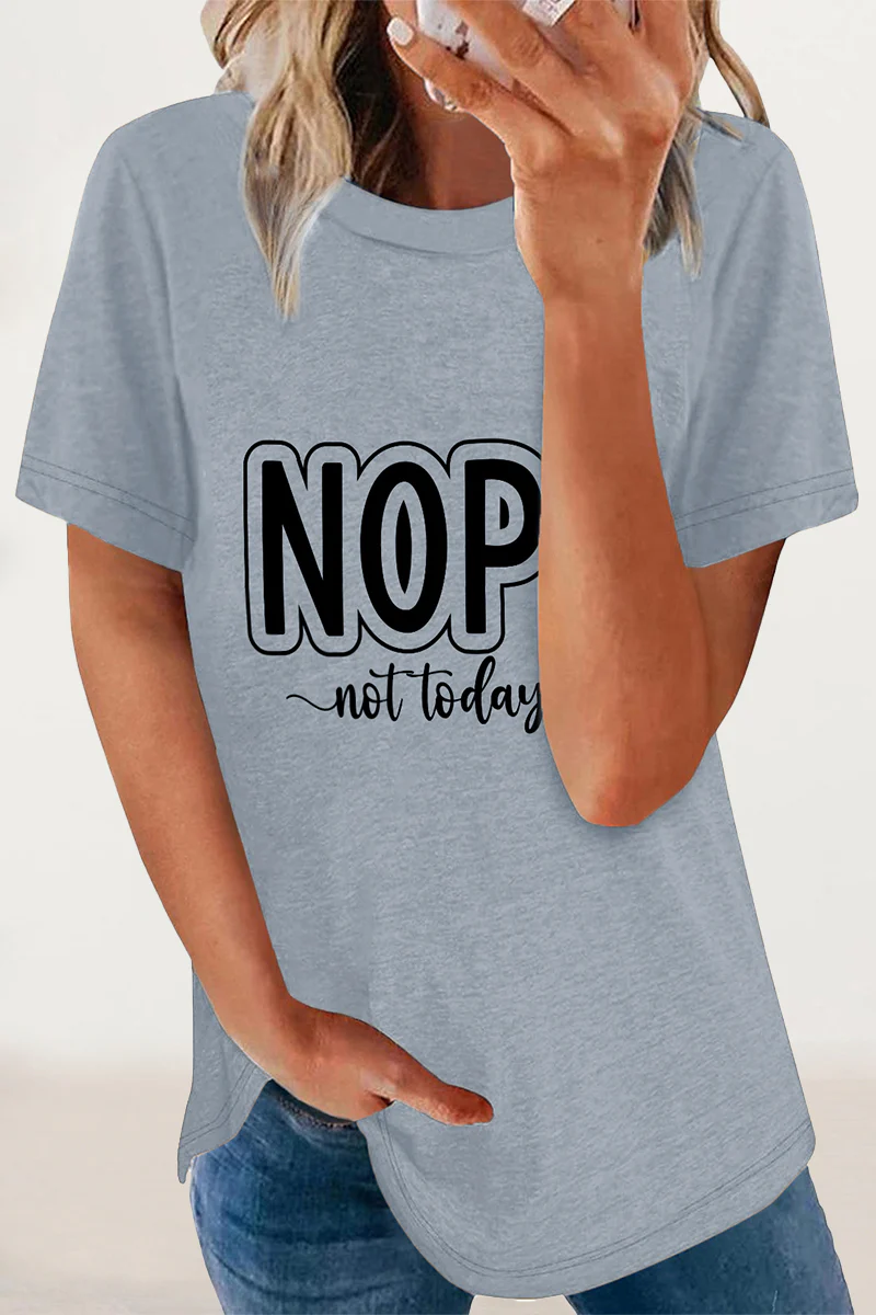 Casual Letter Print O Neck T-Shirts - Panekey