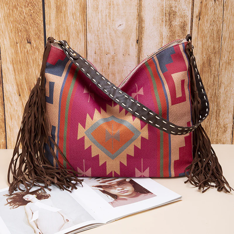 Casual College Color Block Tassel Bags - Panekey