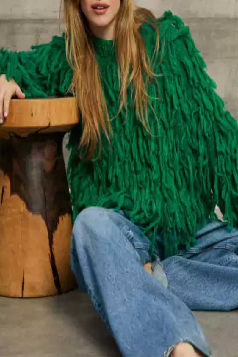 British Style Elegant Solid Tassel O Neck Sweaters(5 Colors) - Panekey