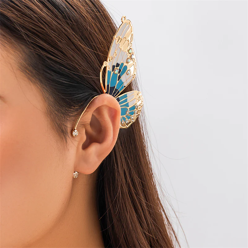 Casual Butterfly Patchwork Rhinestone Earrings - Panekey
