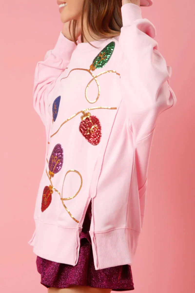 Casual Color Block Sequins O Neck Tops - Panekey