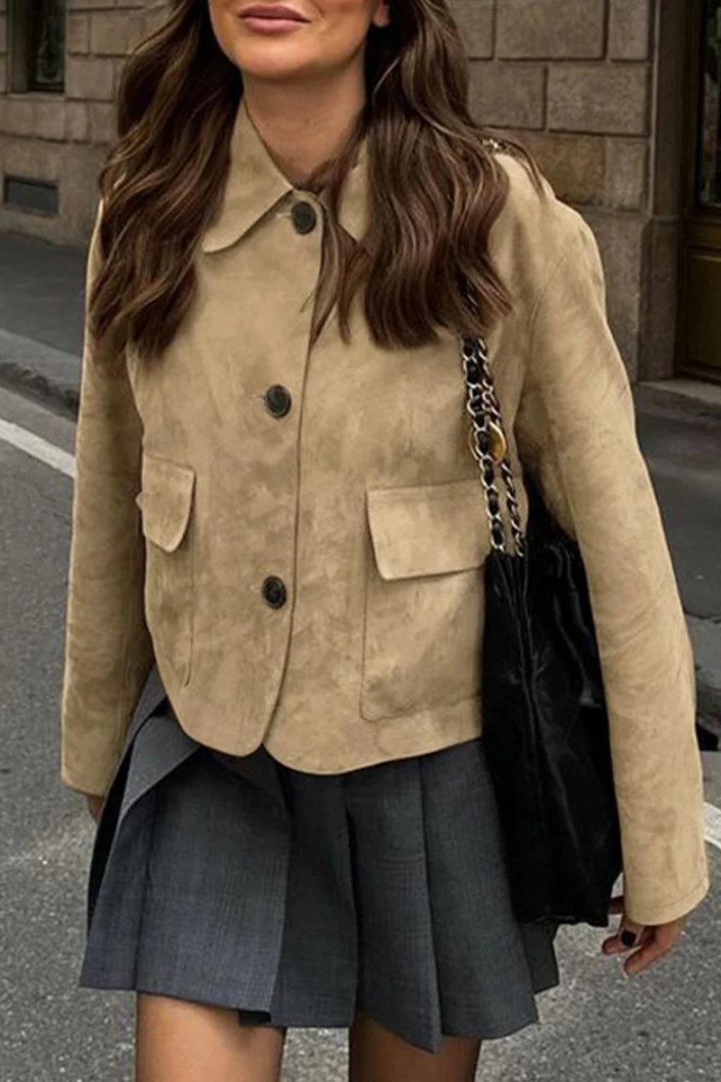 Casual Daily Buttons Turndown Collar Outerwear - Panekey