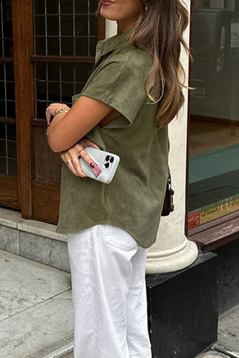 Casual Buttons Turndown Collar Blouses - Panekey