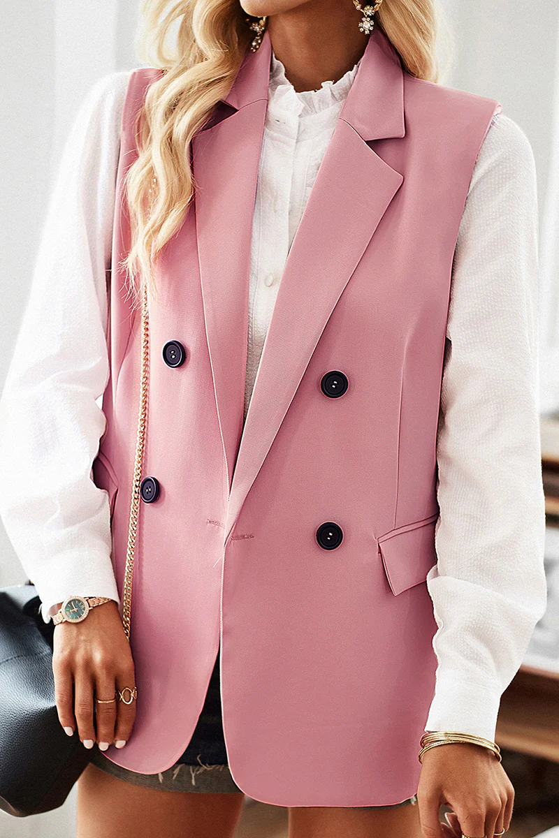 British Style Simplicity Solid Pocket Buttons Turn-back Collar Tops(4 Colors) - Panekey