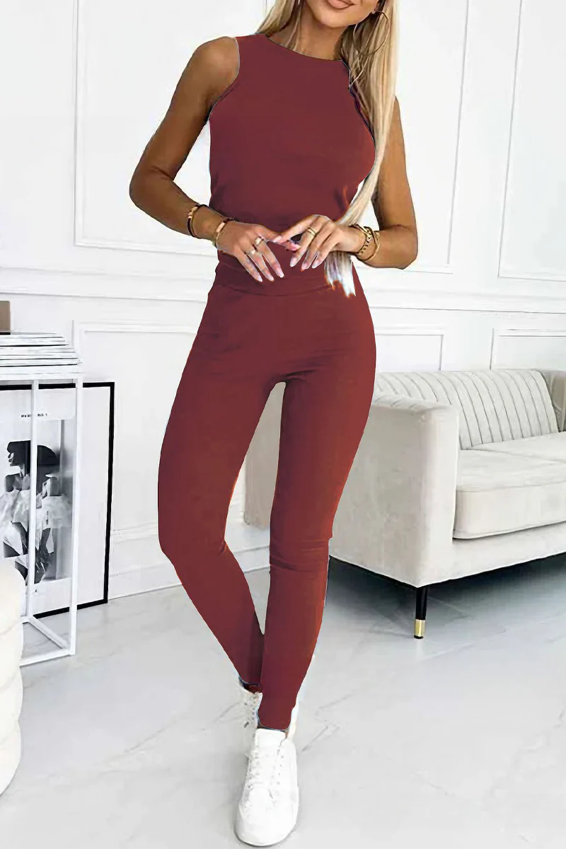 Casual O Neck Sleeveless Two Pieces(10 Colors) - Panekey