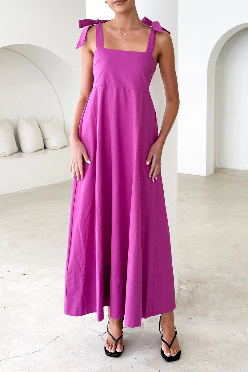 Casual Daily Lace Up Square Neck Sling Dresses(3 Colors) - Panekey