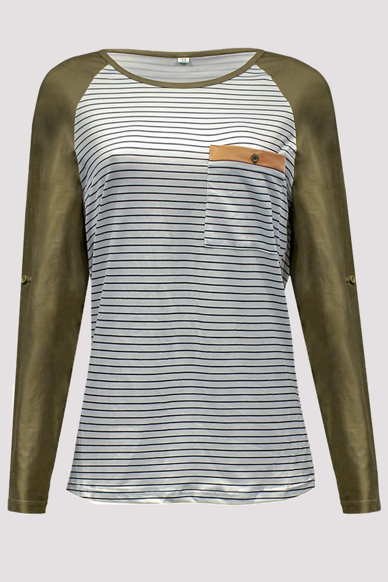 Casual Patchwork O Neck Tops - Panekey