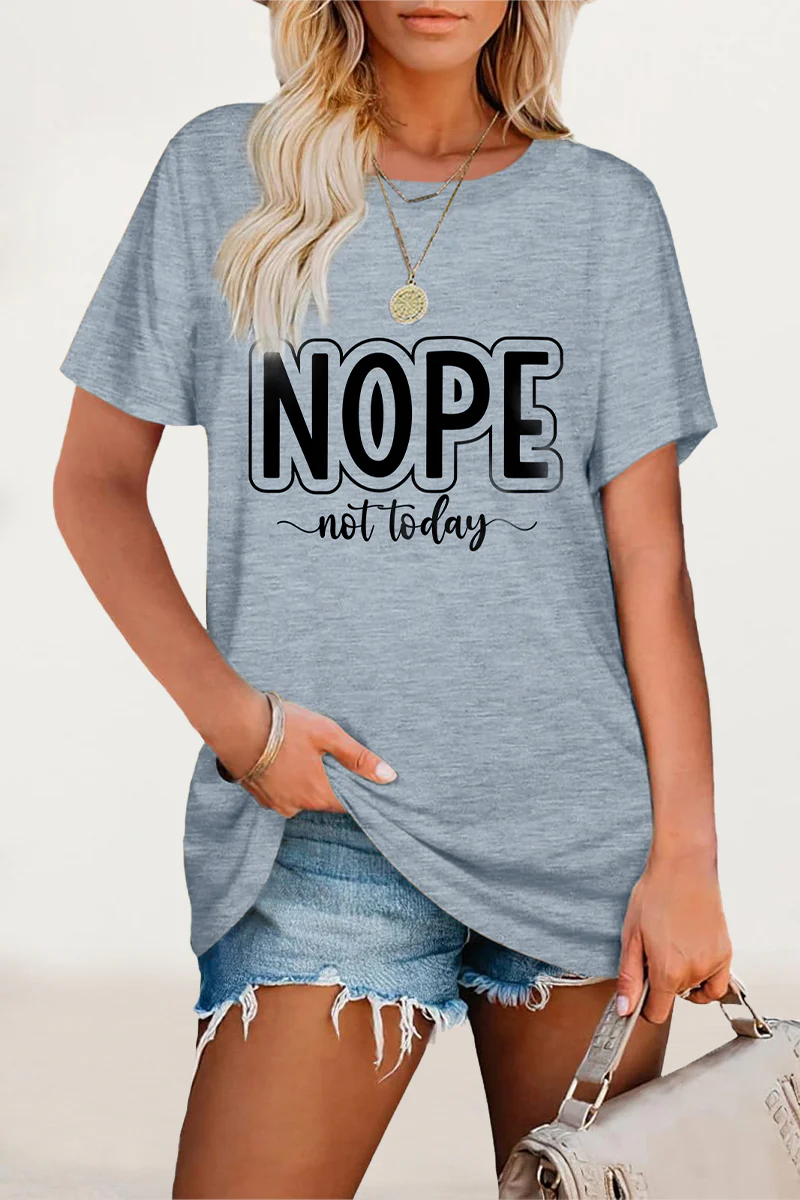 Casual Letter Print O Neck T-Shirts - Panekey