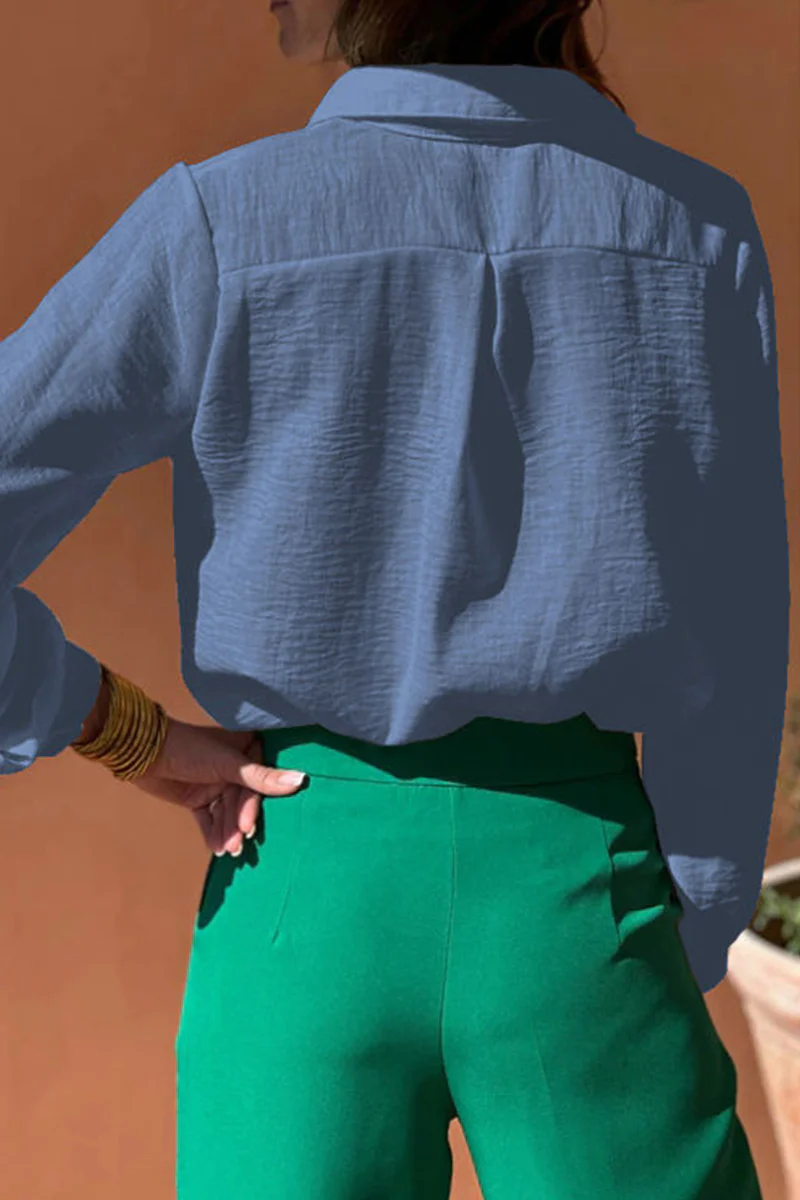 Casual Hollow Out Turndown Collar Blouses(4 Colors) - Panekey