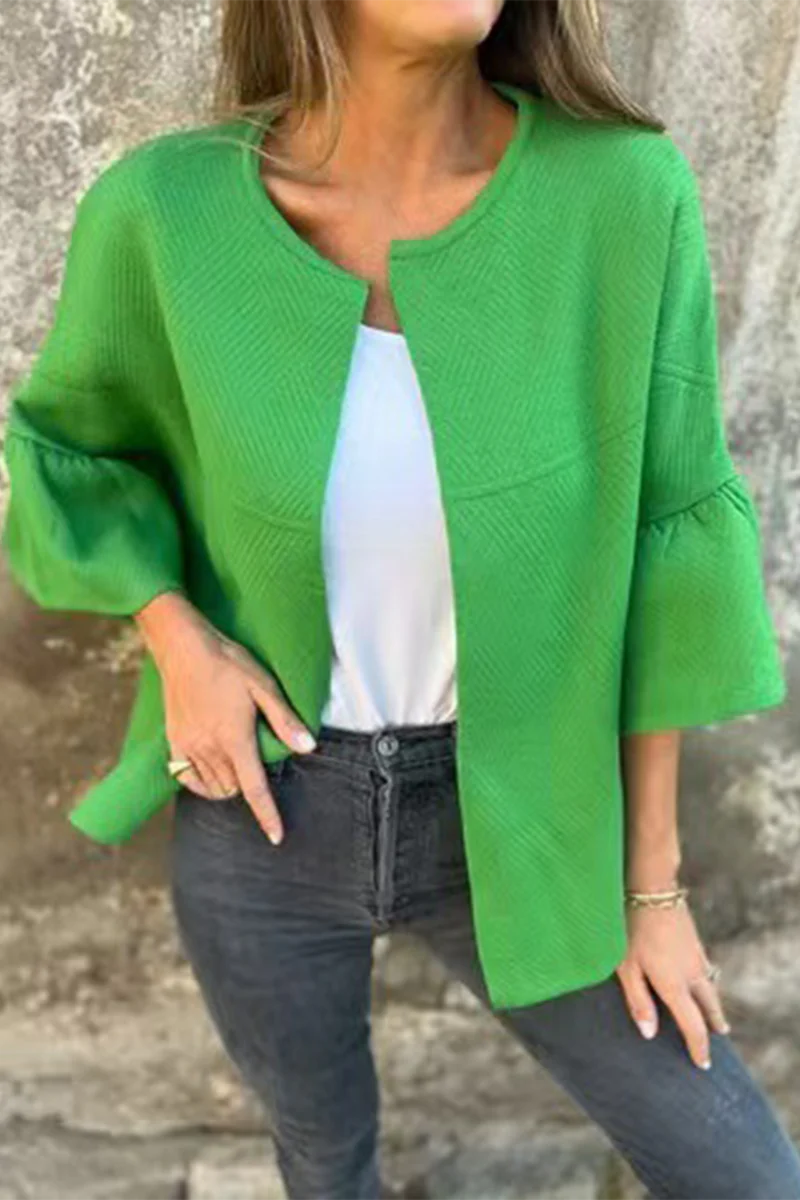 Casual Daily Solid Color Ruffle Outerwear(3 Colors) - Panekey