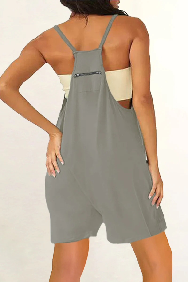 Casual Daily Solid Pocket V Neck Loose Jumpsuits(8 Colors) - Panekey