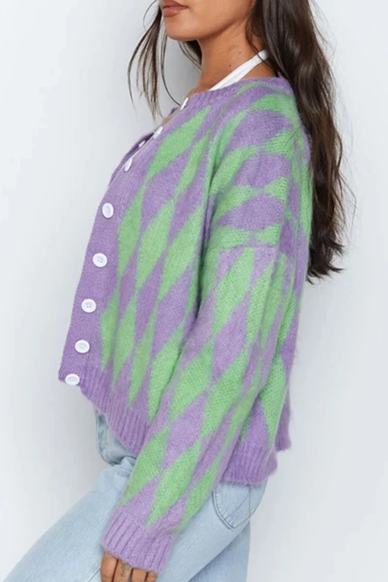 Casual Geometric Buckle Tops Sweater - Panekey