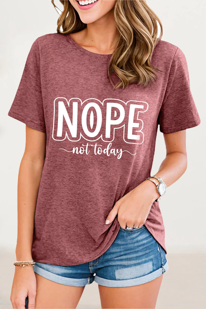 Casual Letter Print O Neck T-Shirts - Panekey