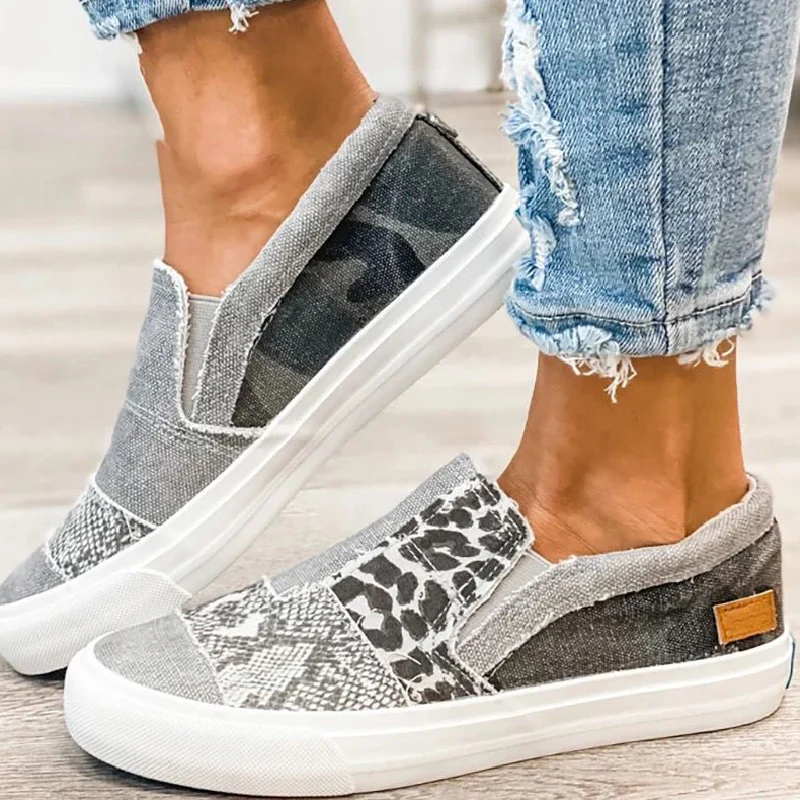 Casual Daily Patchwork Printing Round Comfortable Out Door Flats Shoes - Panekey