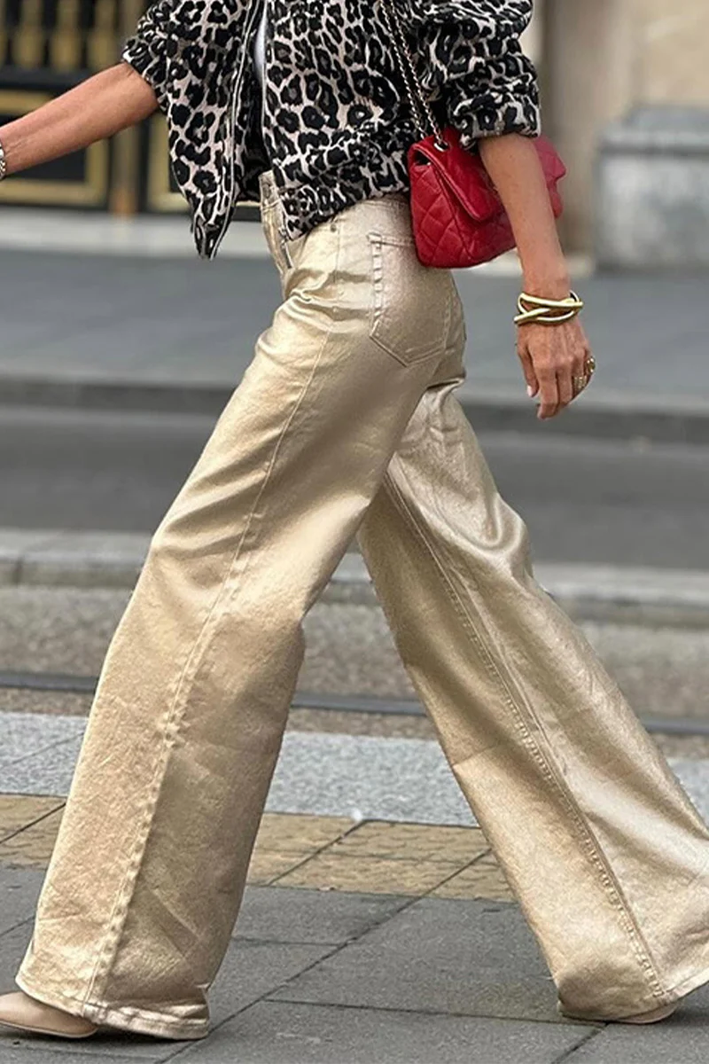 Casual Daily Distressed Patchwork Loose High Waist Straight Bottoms - Panekey