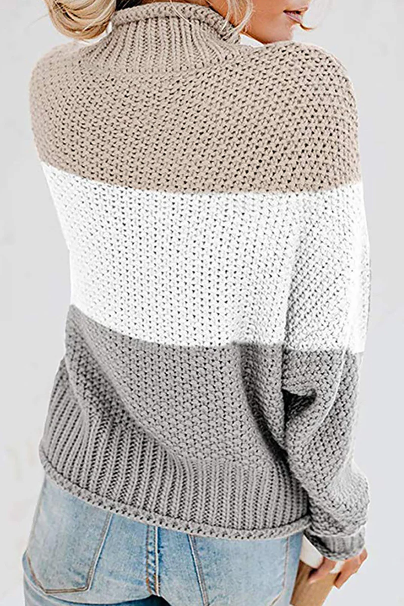 Casual Patchwork Contrast Turtleneck Sweaters(7 Colors) - Panekey