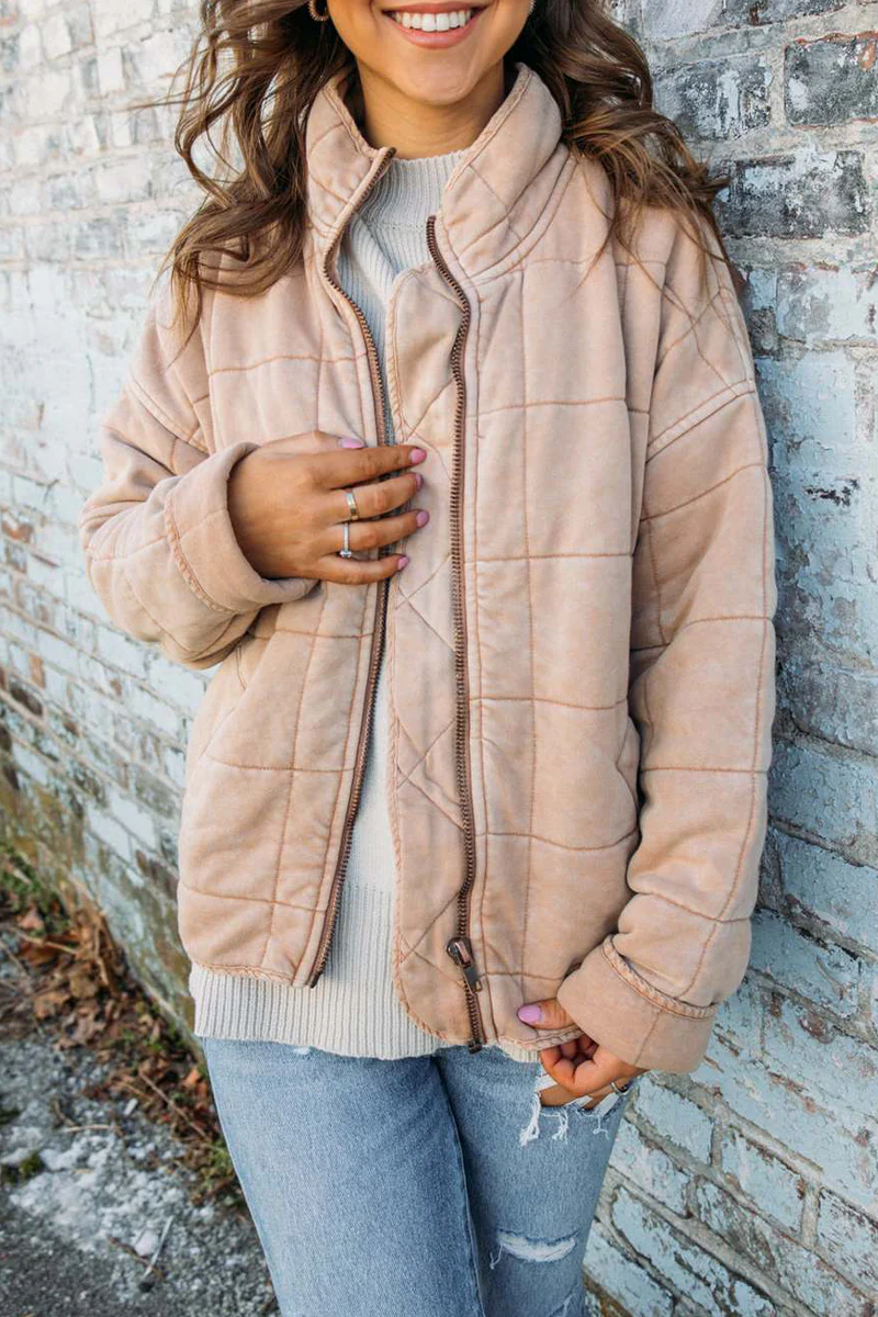 Casual Daily Patchwork Zipper Mandarin Collar Outerwear(8 Colors) - Panekey