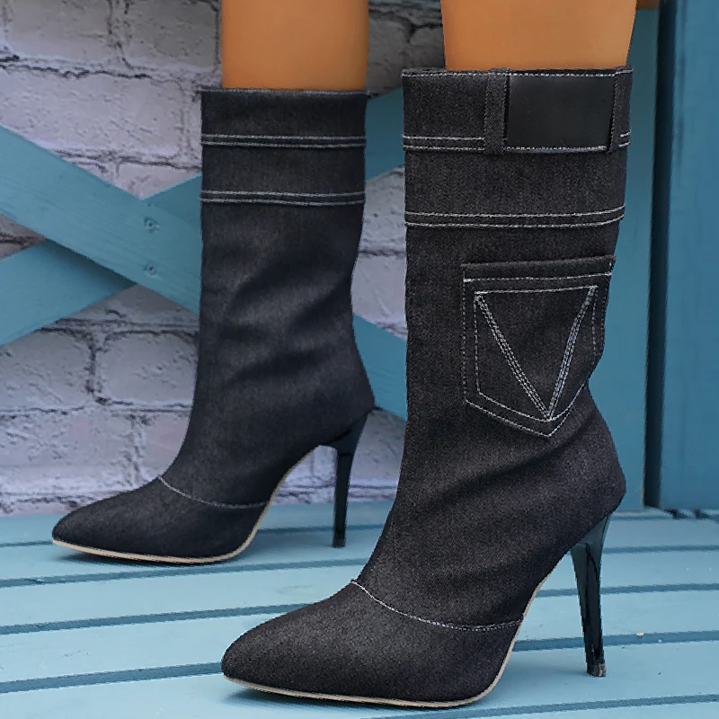 Casual Patchwork Pointed Out Door Shoes (Heel Height 3.54in) - Panekey