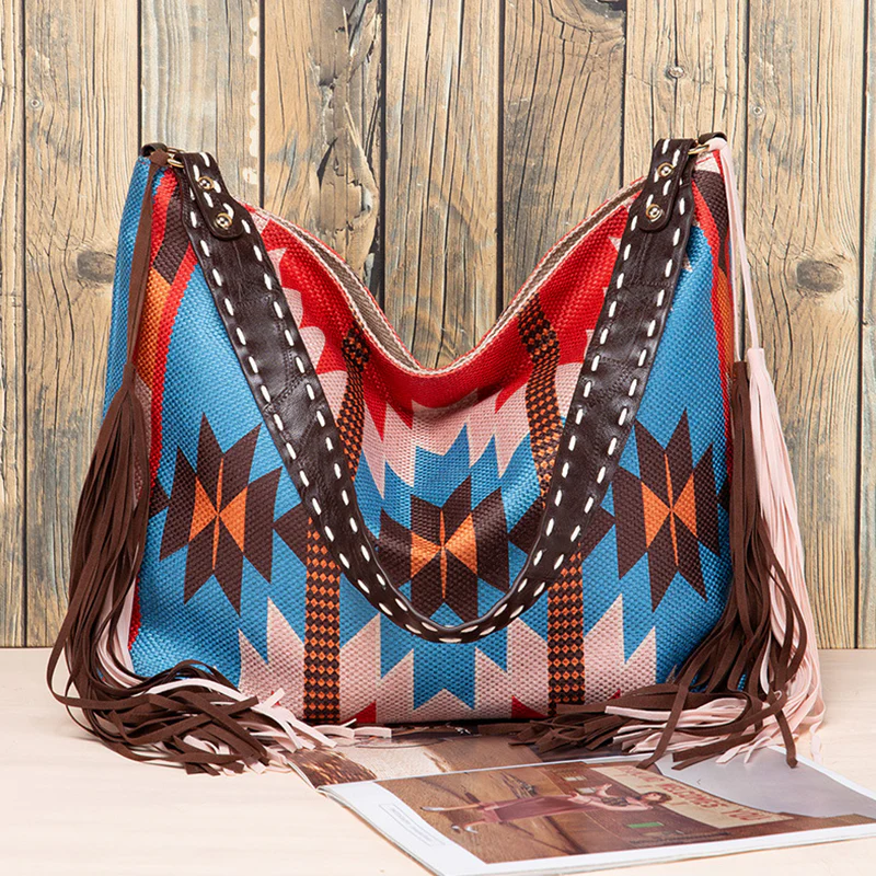 Casual College Color Block Tassel Bags - Panekey