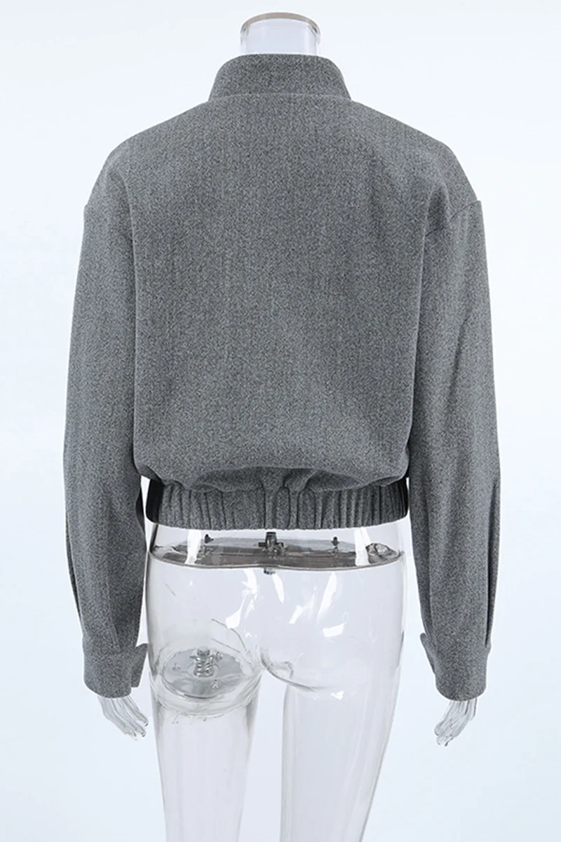 Casual Pocket Buttons Gross Mandarin Collar Outerwear - Panekey