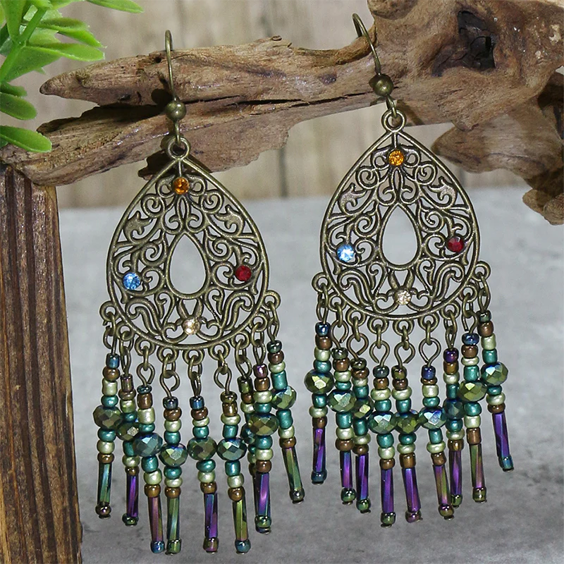 Bohemian Geometric Patchwork Earrings - Panekey