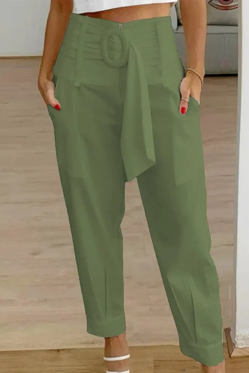 Casual Patchwork Pocket Printing Loose Mid Waist Harlan Else Bottoms - Panekey