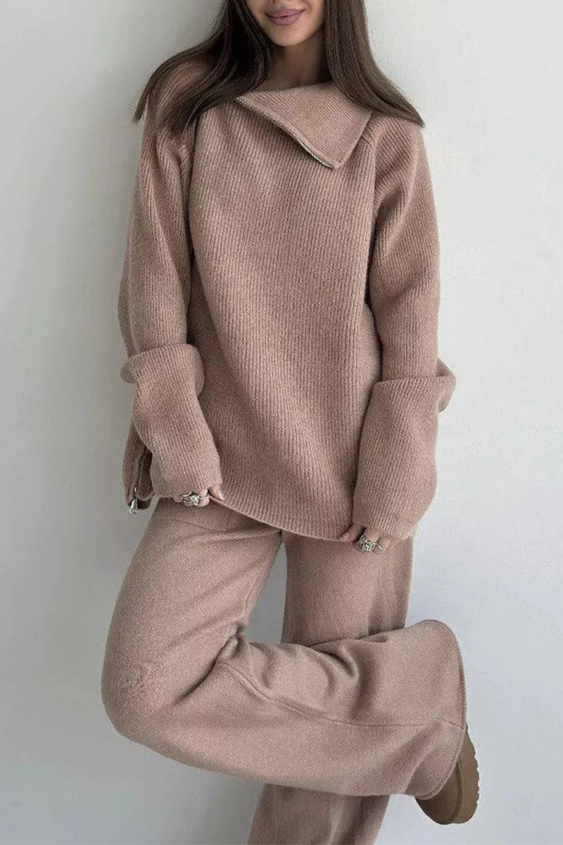 Casual Daily Zipper Collar Long Sleeve Two Pieces(6 Colors) - Panekey