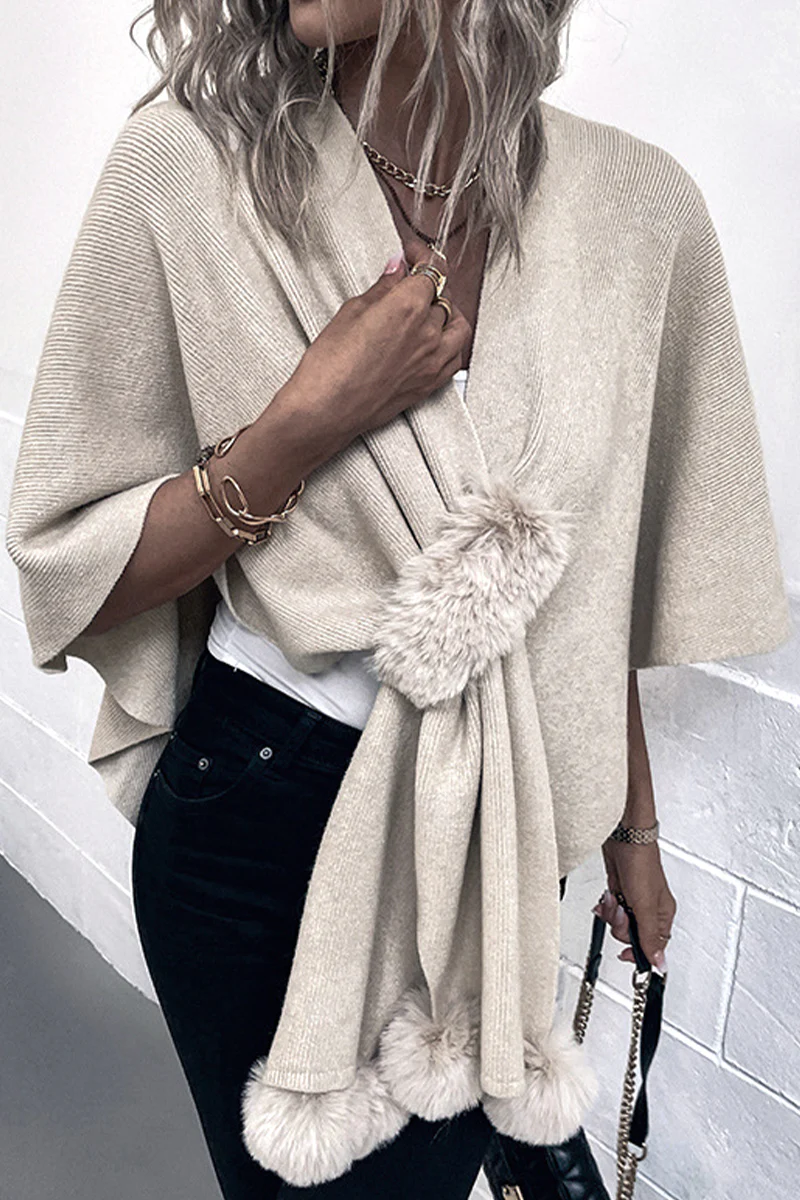 Casual Elegant Solid Patchwork V Neck Outerwear - Panekey