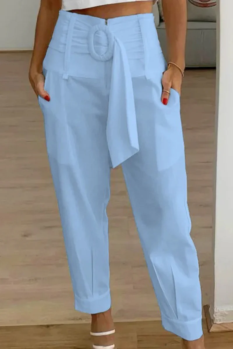 Casual Patchwork Pocket Printing Loose Mid Waist Harlan Else Bottoms - Panekey