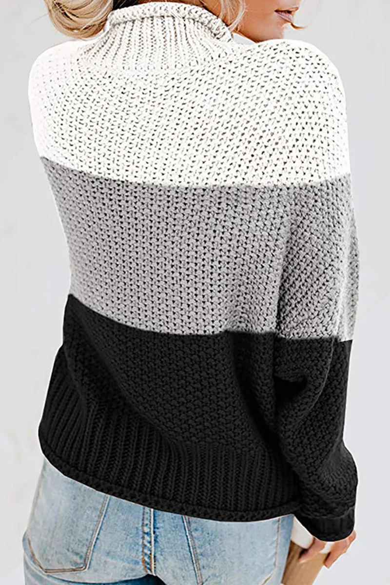 Casual Patchwork Contrast Turtleneck Sweaters(7 Colors) - Panekey